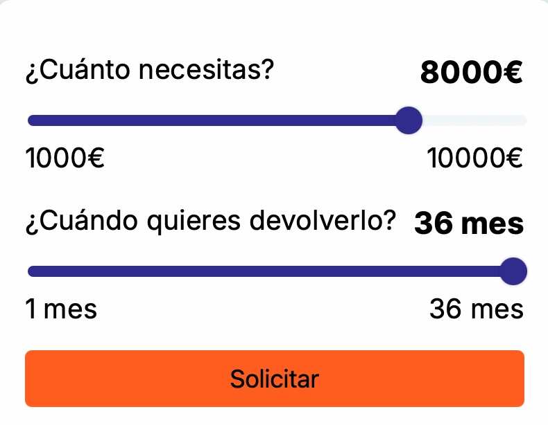 Calculadora de préstamo de 8000 €